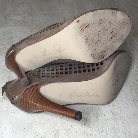 Marc Fisher Peddle Perforated Peep Toe Bootie Heel - Picture 11 of 11